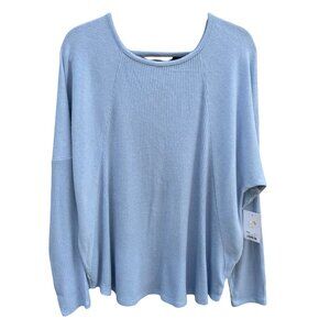 So Juniors Sky Light Blue V Lace Back Ribbed Knit Oversized‎ Long Sleeve XXL New